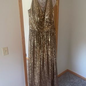 Yellow Gold with black under mesh bridesmaid dress